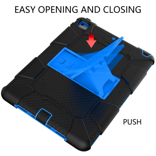 Shockproof Two-color Silicone Protection Shell for iPad 9.7(2018) & 9.7(2017) & Air 2, with Holder(Black+Blue) - iPad 9.7 (2018) & (2017) Cases by buy2fix | Online Shopping UK | buy2fix