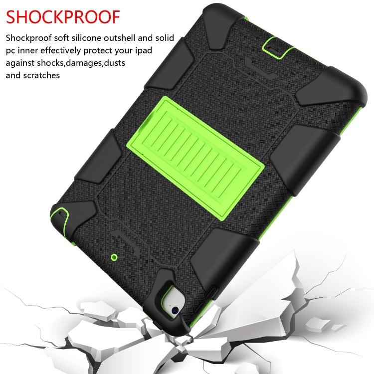 Shockproof Two-color Silicone Protection Shell for iPad 9.7(2018) & 9.7(2017) & Air 2, with Holder(Black+Yellow-green) - iPad 9.7 (2018) & (2017) Cases by buy2fix | Online Shopping UK | buy2fix