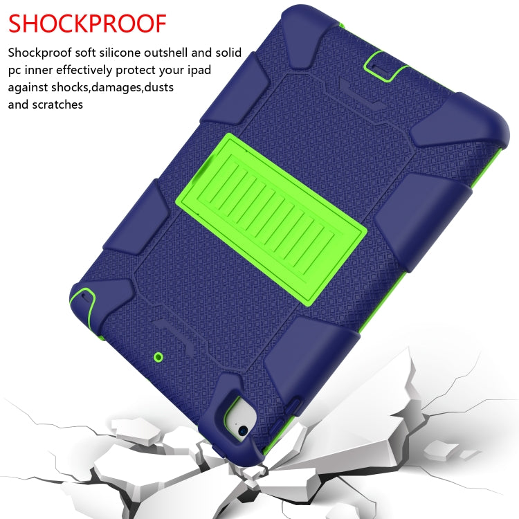Shockproof Two-color Silicone Protection Shell for iPad 9.7(2018) & 9.7(2017) & Air 2, with Holder(Navy Blue+Yellow-green) - iPad 9.7 (2018) & (2017) Cases by buy2fix | Online Shopping UK | buy2fix