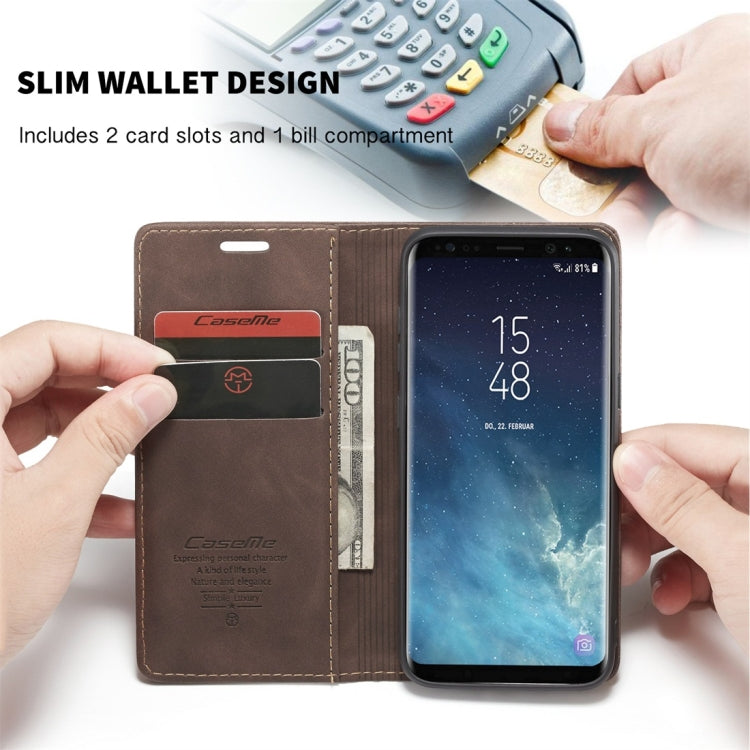 CaseMe-013 Multifunctional Retro Frosted Horizontal Flip Leather Case with Card Slot & Holder & Wallet for Galaxy S8(Coffee) - Galaxy Phone Cases by CaseMe | Online Shopping UK | buy2fix