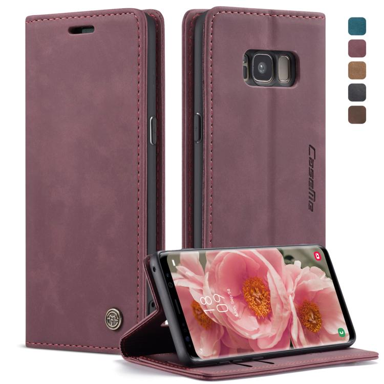 CaseMe-013 Multifunctional Retro Frosted Horizontal Flip Leather Case with Card Slot & Holder & Wallet for Galaxy S8(Wine Red) - Galaxy Phone Cases by CaseMe | Online Shopping UK | buy2fix