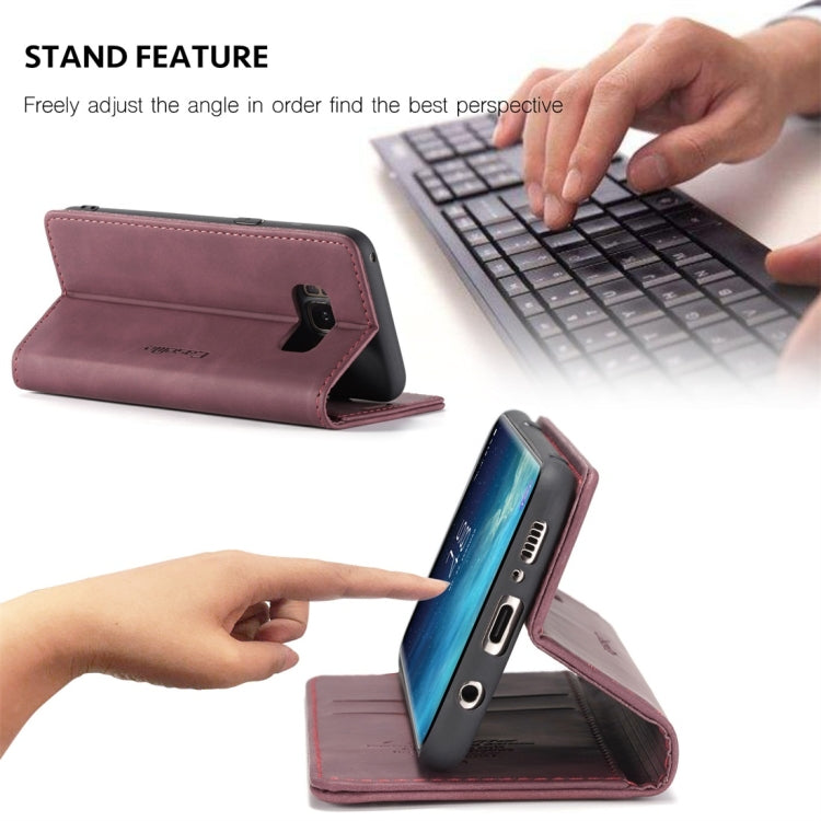CaseMe-013 Multifunctional Retro Frosted Horizontal Flip Leather Case with Card Slot & Holder & Wallet for Galaxy S8(Wine Red) - Galaxy Phone Cases by CaseMe | Online Shopping UK | buy2fix