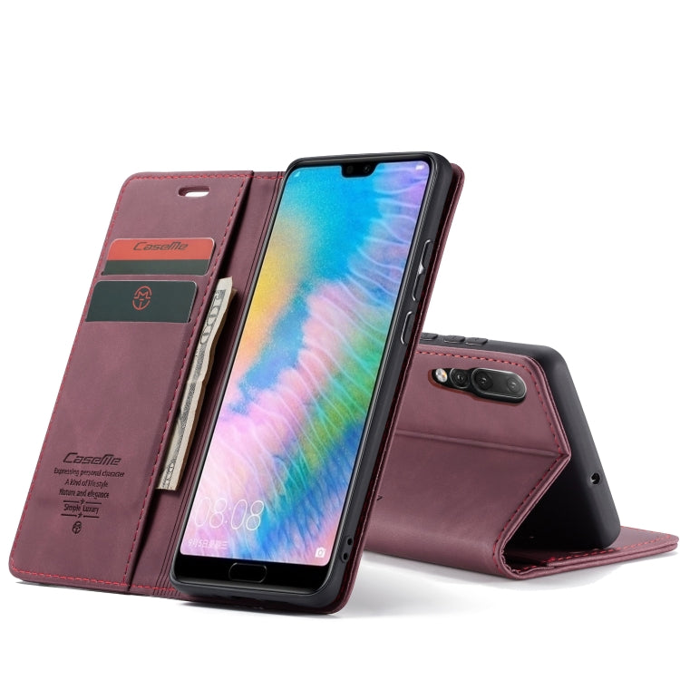 CaseMe-013 Multifunctional Horizontal Flip Leather Case with Card Slot & Holder for Huawei P20(Wine Red) - Huawei Cases by CaseMe | Online Shopping UK | buy2fix