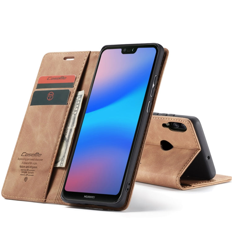CaseMe-013 Multifunctional Horizontal Flip Leather Case with Card Slot & Holder for Huawei P20 Lite(Brown) - Huawei Cases by CaseMe | Online Shopping UK | buy2fix