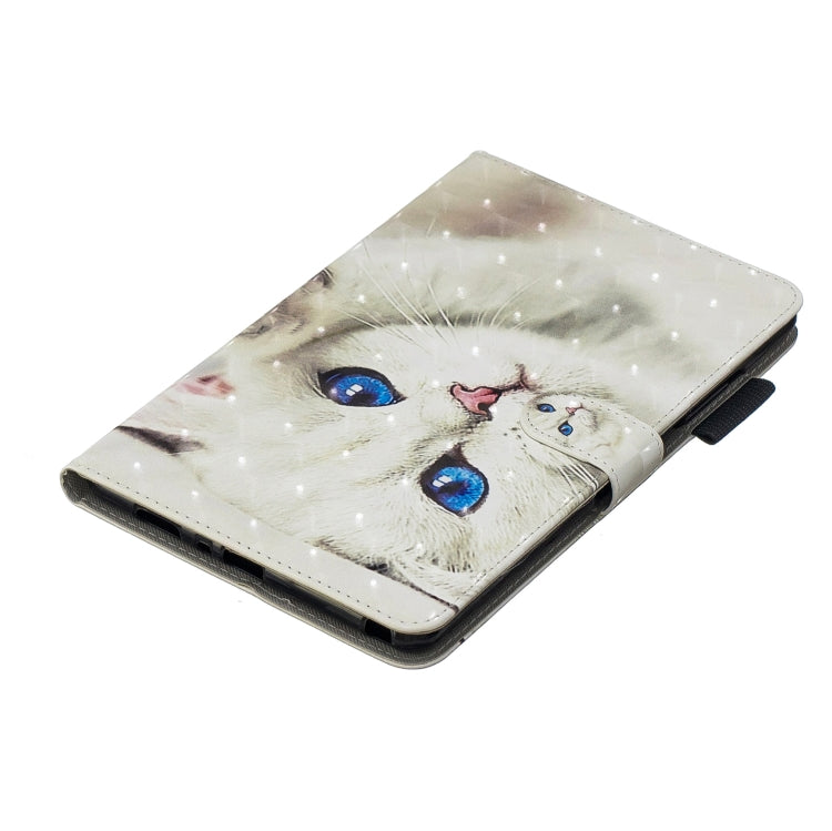 3D Horizontal Flip Leather Case with Holder & Card Slots For Galaxy Tab A 8 (2019)(White Cat) - Tab A 8.0 & S Pen (2019) P200/P205 by buy2fix | Online Shopping UK | buy2fix