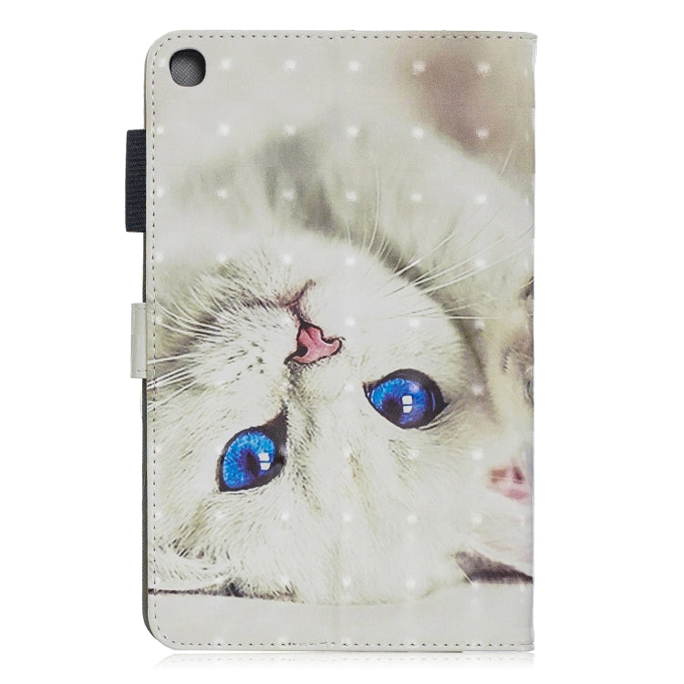 3D Horizontal Flip Leather Case with Holder & Card Slots For Galaxy Tab A 8 (2019)(White Cat) - Tab A 8.0 & S Pen (2019) P200/P205 by buy2fix | Online Shopping UK | buy2fix