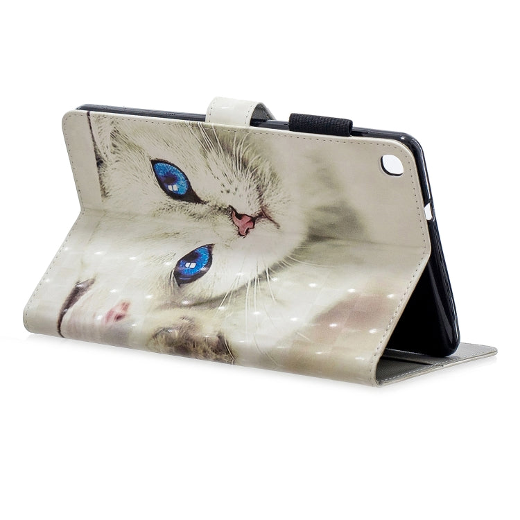 3D Horizontal Flip Leather Case with Holder & Card Slots For Galaxy Tab A 8 (2019)(White Cat) - Tab A 8.0 & S Pen (2019) P200/P205 by buy2fix | Online Shopping UK | buy2fix