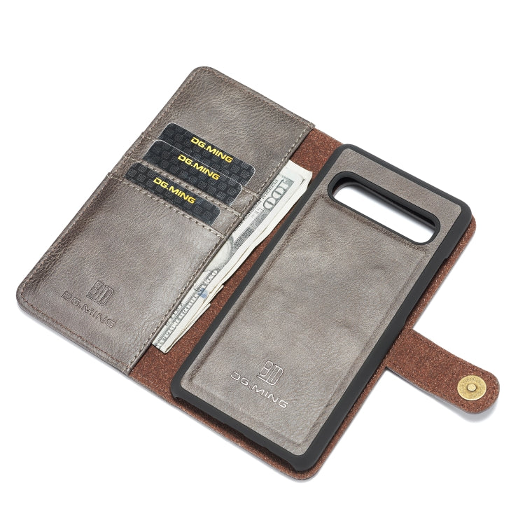 DG.MING Crazy Horse Texture Flip Detachable Magnetic Leather Case with Holder & Card Slots & Wallet for Galaxy S10 5G(Gray) by DG.MING