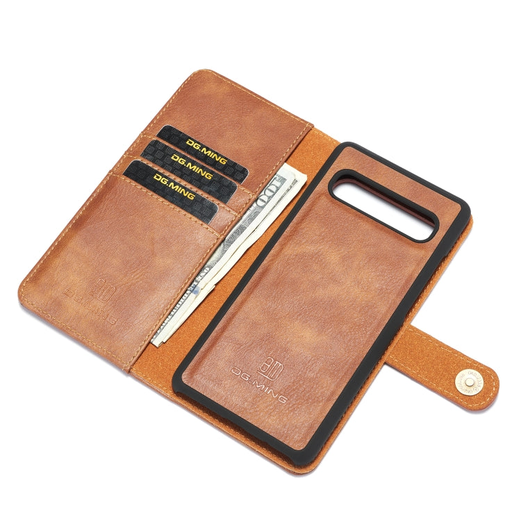 DG.MING Crazy Horse Texture Flip Detachable Magnetic Leather Case with Holder & Card Slots & Wallet for Galaxy S10 5G(Brown) by DG.MING