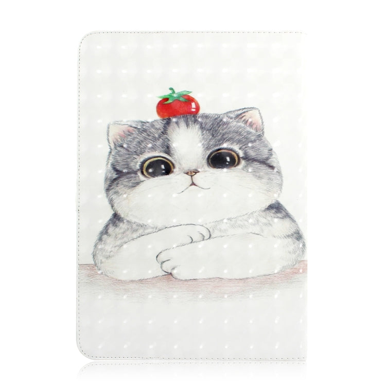3D Colored Drawing Universal Horizontal Flip Leather Case, with Holder & Card Slot & Wallet for 10 inch Tablet PC(Cute Cat) - 10 - 11 inch by buy2fix | Online Shopping UK | buy2fix