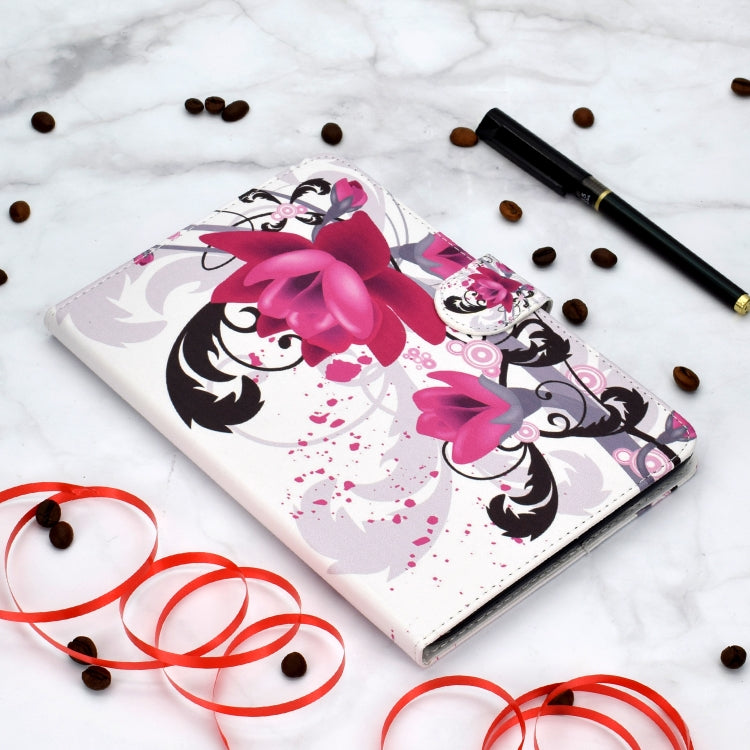 Colored Pattern Drawing Horizontal Flip PU Leather Case with Three-folding Holder & Sleep / Wake-up Function for iPad Pro 11(Flower) - iPad Pro 11 (2018) Cases by buy2fix | Online Shopping UK | buy2fix