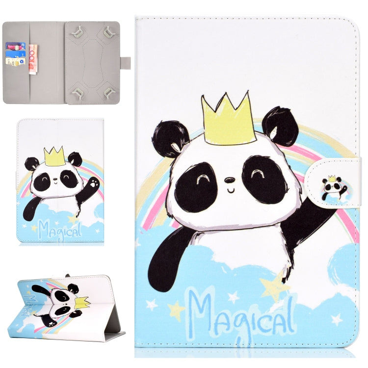 Colored Pattern Drawing Horizontal Flip PU Leather Case with Three-folding Holder for 7 inch Tablet PC(Crown of panda) - 7 inch by buy2fix | Online Shopping UK | buy2fix