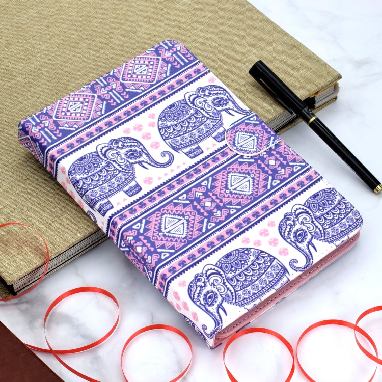 Colored Pattern Drawing Horizontal Flip PU Leather Case with Three-folding Holder for 7 inch Tablet PC(Totem elephants) - 7 inch by buy2fix | Online Shopping UK | buy2fix