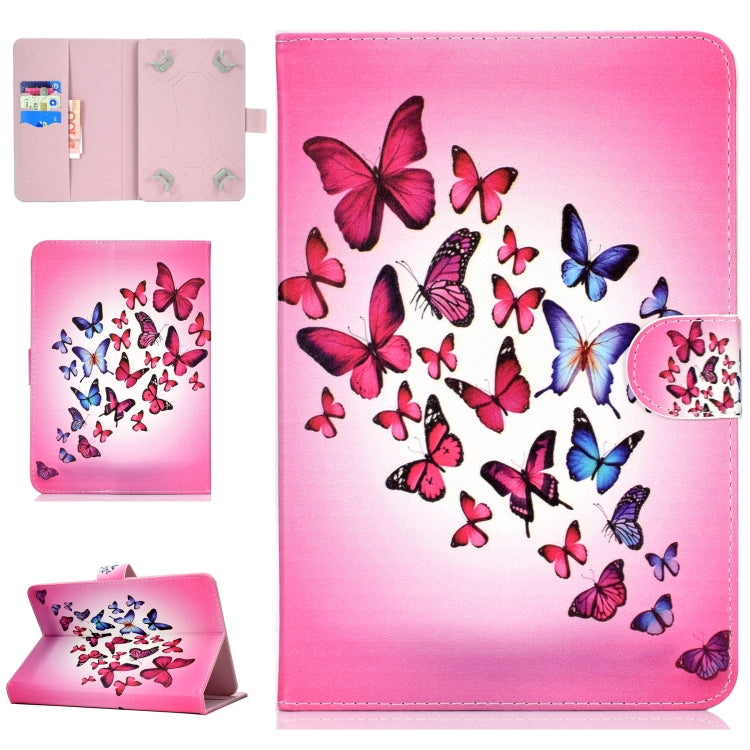 Colored Pattern Drawing Horizontal Flip PU Leather Case with Three-folding Holder for 7 inch Tablet PC(Colorful butterfly) - 7 inch by buy2fix | Online Shopping UK | buy2fix