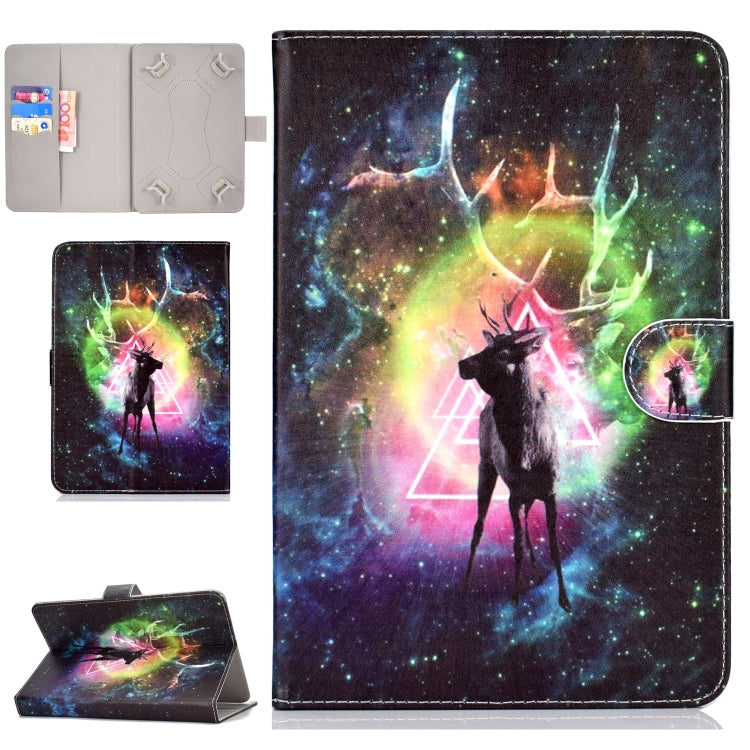 Colored Pattern Drawing Horizontal Flip PU Leather Case with Three-folding Holder for 7 inch Tablet PC(Nebula deer) - 7 inch by buy2fix | Online Shopping UK | buy2fix