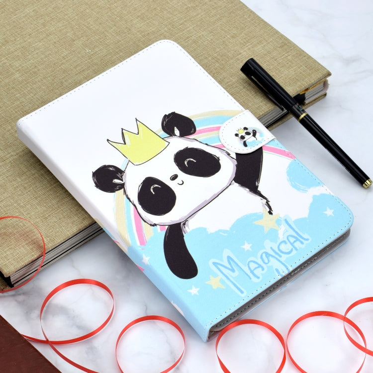 Colored Pattern Drawing Horizontal Flip PU Leather Case with Three-folding Holder for 10 inch Tablet PC(Crown of panda) - 10 - 11 inch by buy2fix | Online Shopping UK | buy2fix