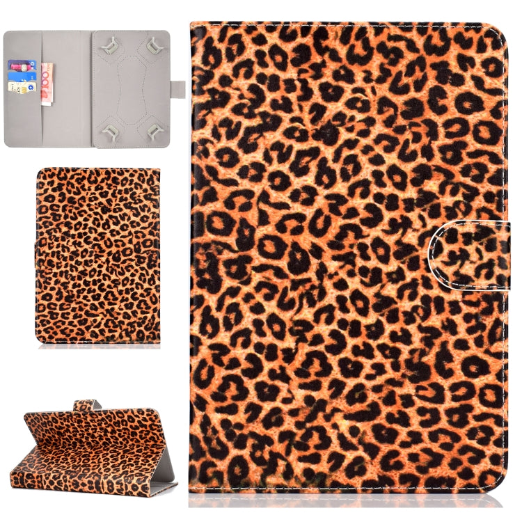 Colored Pattern Drawing Horizontal Flip PU Leather Case with Three-folding Holder for 10 inch Tablet PC(Yellow leopard grain) - 10 - 11 inch by buy2fix | Online Shopping UK | buy2fix