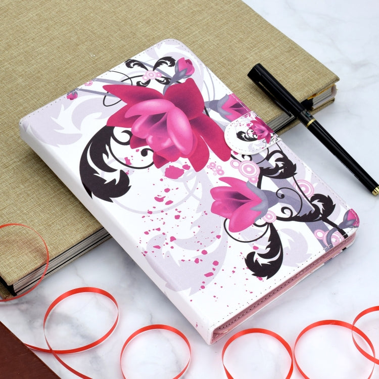Colored Pattern Drawing Horizontal Flip PU Leather Case with Three-folding Holder for 10 inch Tablet PC(Flower) - 10 - 11 inch by buy2fix | Online Shopping UK | buy2fix