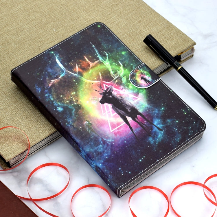 Colored Pattern Drawing Horizontal Flip PU Leather Case with Three-folding Holder for 10 inch Tablet PC(Nebula deer) - 10 - 11 inch by buy2fix | Online Shopping UK | buy2fix