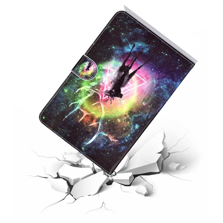 Colored Pattern Drawing Horizontal Flip PU Leather Case with Three-folding Holder for 10 inch Tablet PC(Nebula deer) - 10 - 11 inch by buy2fix | Online Shopping UK | buy2fix