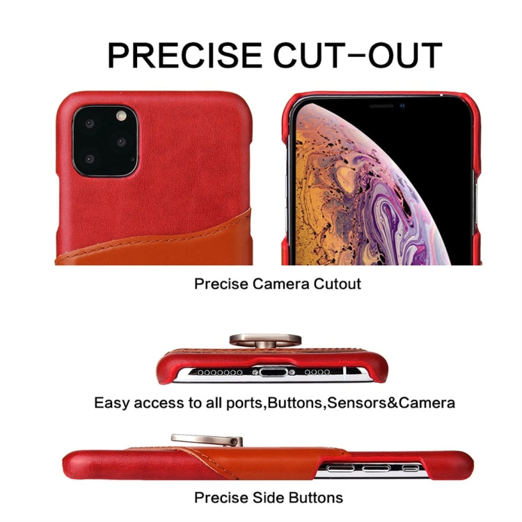 For iPhone 11 Pro Max Fierre Shann Oil Wax Texture Genuine Leather Back Cover Case with 360 Degree Rotation Holder & Card Slot (Red) - iPhone 11 Pro Max Cases by FIERRE SHANN | Online Shopping UK | buy2fix
