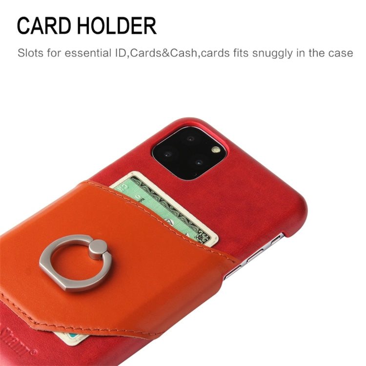 For iPhone 11 Pro Max Fierre Shann Oil Wax Texture Genuine Leather Back Cover Case with 360 Degree Rotation Holder & Card Slot (Red) - iPhone 11 Pro Max Cases by FIERRE SHANN | Online Shopping UK | buy2fix