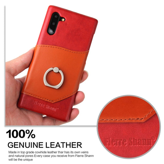 Fierre Shann Oil Wax Texture Genuine Leather Back Cover Case with 360 Degree Rotation Holder & Card Slot for Galaxy Note 10(Red) - Galaxy Phone Cases by FIERRE SHANN | Online Shopping UK | buy2fix