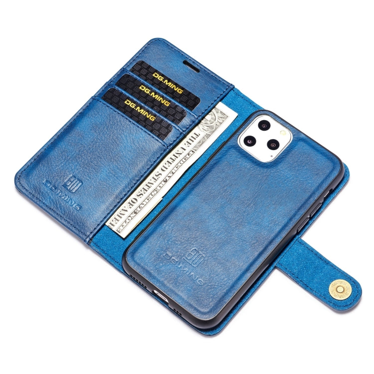For iPhone 11 Pro Max DG.MING Crazy Horse Texture Flip Detachable Magnetic Leather Case with Holder & Card Slots & Wallet (Blue) - iPhone 11 Pro Max Cases by DG.MING | Online Shopping UK | buy2fix
