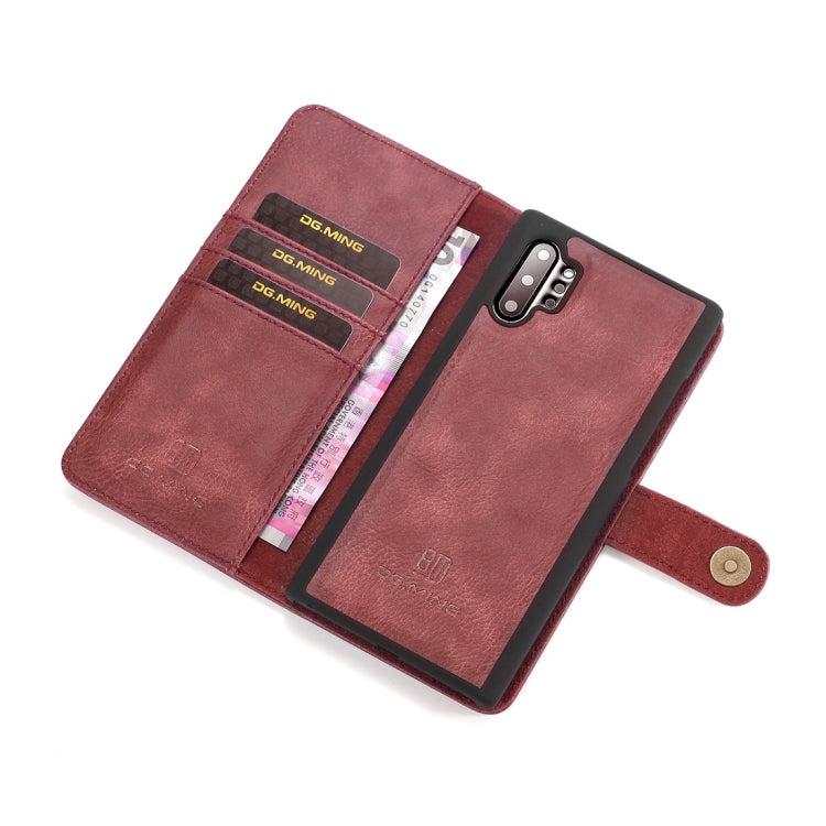 DG.MING Crazy Horse Texture Flip Detachable Magnetic Leather Case with Holder & Card Slots & Wallet for Samsung Galaxy Note 10(Red) by DG.MING