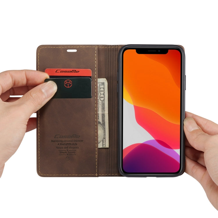 CaseMe-013 Multifunctional Horizontal Flip Leather Case with Card Slot & Holder & Wallet for iPhone 11(coffee) by CaseMe
