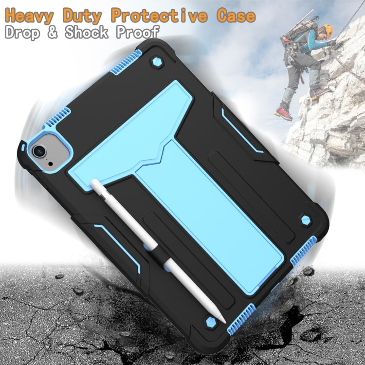 For iPad Air 2022 / 2020 10.9 / iPad Pro 11 T-shaped Bracket Contrast Color Shockproof PC + Silicone Protective Case(Black+Blue) - iPad Air (2022) / (2020) 10.9 Cases by buy2fix | Online Shopping UK | buy2fix