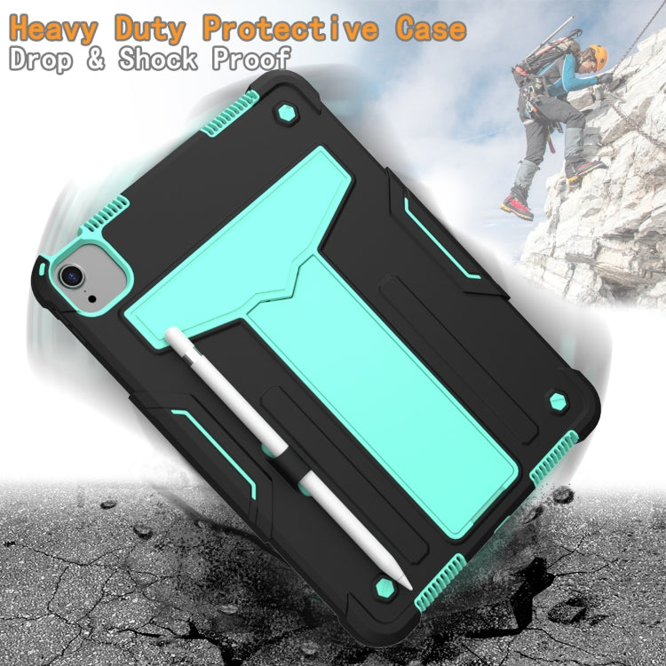 For iPad Air 2022 / 2020 10.9 / iPad Pro 11 T-shaped Bracket Contrast Color Shockproof PC + Silicone Protective Case(Black+Mint Geen) - iPad Air (2022) / (2020) 10.9 Cases by buy2fix | Online Shopping UK | buy2fix