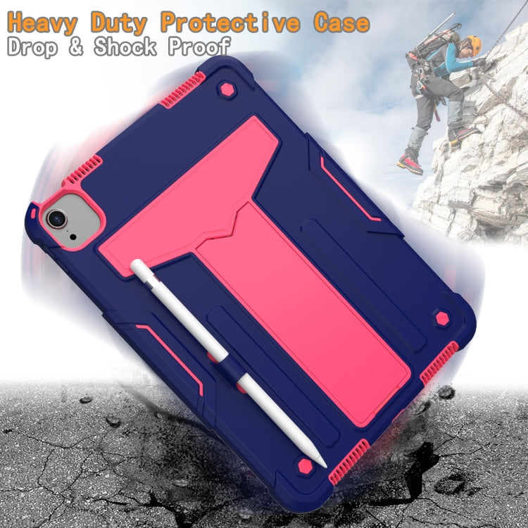 For iPad Air 2022 / 2020 10.9 / iPad Pro 11 T-shaped Bracket Contrast Color Shockproof PC + Silicone Protective Case(Navy+Rose Red) - iPad Air (2022) / (2020) 10.9 Cases by buy2fix | Online Shopping UK | buy2fix