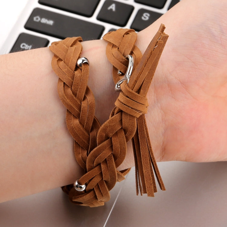 For Fitbit Charge 2 Weave Leather Watch Band(Brown) by buy2fix