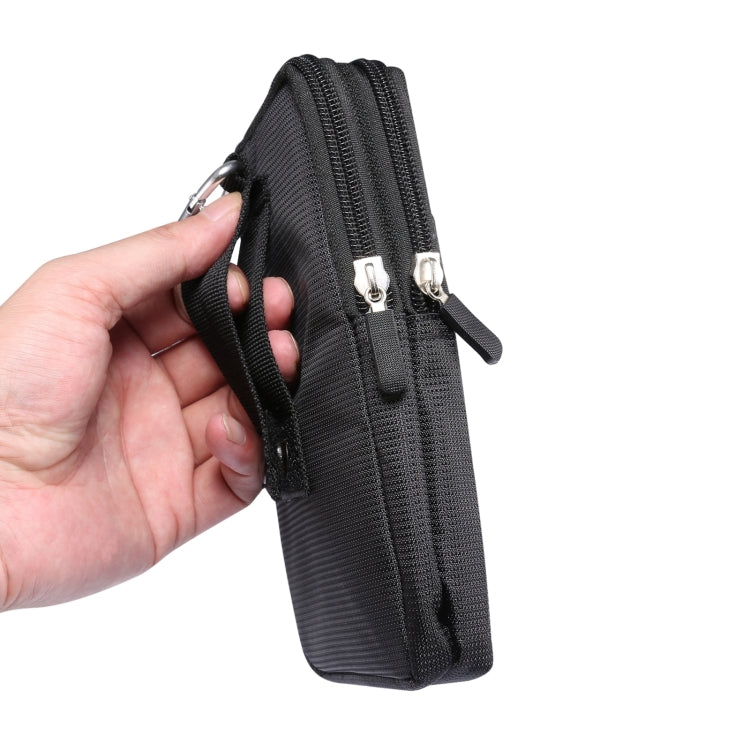 Sports Leisure Drawstring Horizontal Plate Hanging Waist Phone Waist Pack Leather Case, Suitable for 6.7-6.9 inch Smartphones(Black) - Universal Leather Case by buy2fix | Online Shopping UK | buy2fix