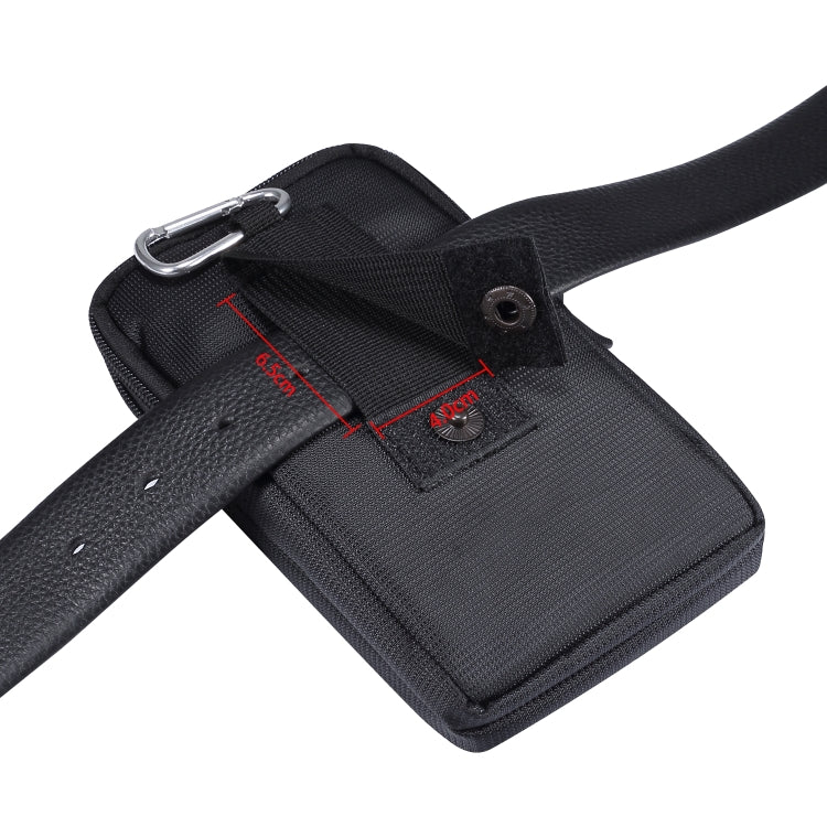 Sports Leisure Drawstring Horizontal Plate Hanging Waist Phone Waist Pack Leather Case, Suitable for 6.7-6.9 inch Smartphones(Black) - Universal Leather Case by buy2fix | Online Shopping UK | buy2fix