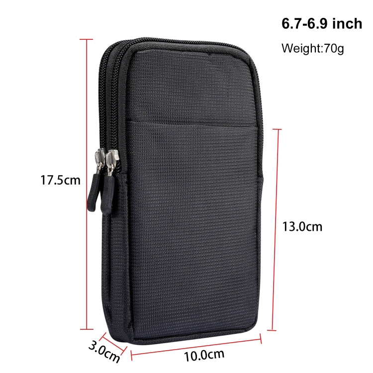 Sports Leisure Drawstring Horizontal Plate Hanging Waist Phone Waist Pack Leather Case, Suitable for 6.7-6.9 inch Smartphones(Black) - Universal Leather Case by buy2fix | Online Shopping UK | buy2fix