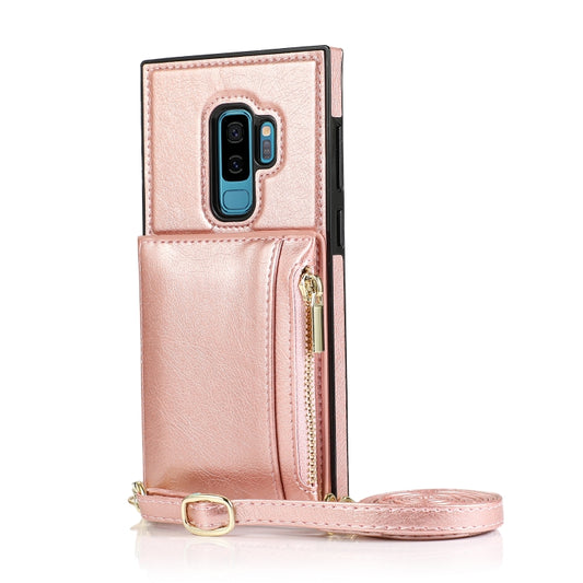 For Samsung Galaxy S9 Plus Square Zipper Wallet Bag TPU+PU Back Cover Case with Holder & Card Slots & Wallet & Cross-body Strap(Rose Glod) - Galaxy Phone Cases by CMai2 | Online Shopping UK | buy2fix