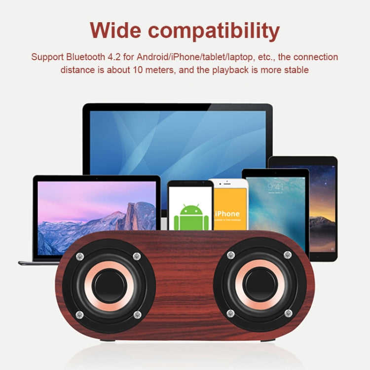Q8 Bluetooth 4.2 Classic Wooden Double Horns Bluetooth Speaker(Red Wood Texture) - Desktop Speaker by buy2fix | Online Shopping UK | buy2fix
