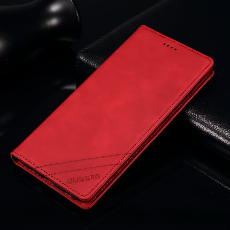For iPhone 12 / 12 Pro GUSSIM GS-001 Business Style Horizontal Flip Skin Feel PU Leather Case with Holder & Card Slots & Wallet & Photo Frame(Red) - iPhone 12 / 12 Pro Cases by GUSSIM | Online Shopping UK | buy2fix