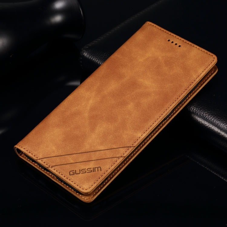 For iPhone 12 Pro Max GUSSIM GS-001 Business Style Horizontal Flip Skin Feel PU Leather Case with Holder & Card Slots & Wallet & Photo Frame(Brown) - iPhone 12 Pro Max Cases by GUSSIM | Online Shopping UK | buy2fix