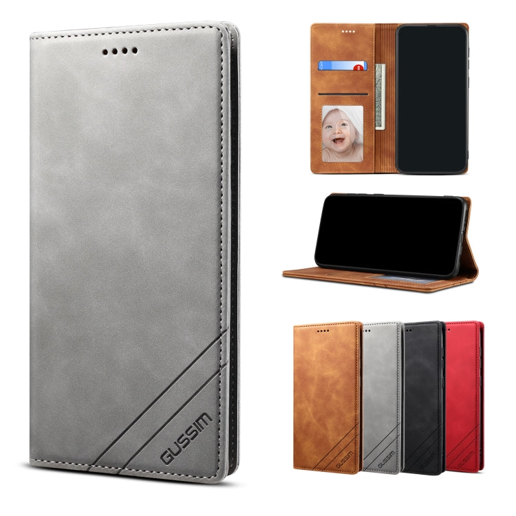 For iPhone XS Max GUSSIM GS-001 Business Style Horizontal Flip Skin Feel PU Leather Case with Holder & Card Slots & Wallet & Photo Frame(Gray) - More iPhone Cases by GUSSIM | Online Shopping UK | buy2fix