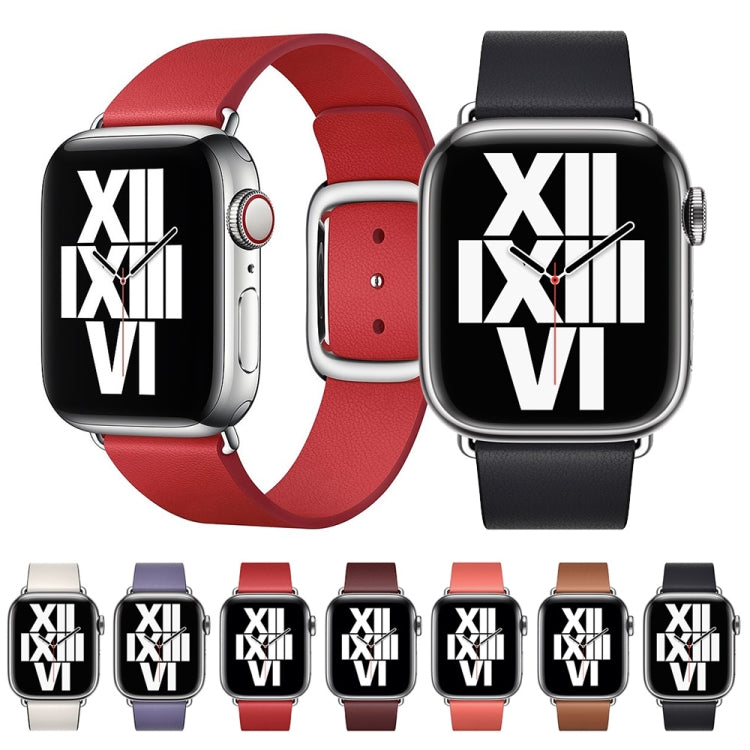 Modern Style Leather Watch Band For Apple Watch 49mm / 46mm / 45mm / 44mm / 42mm(Black) by buy2fix