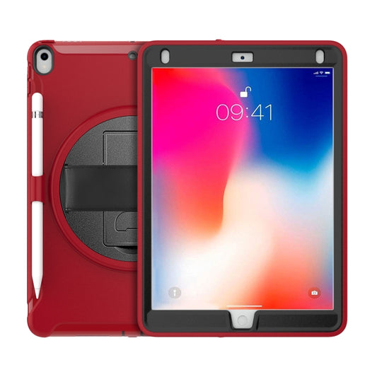 For iPad Pro 10.5 inch 360 Degree Rotation PC+TPU Protective Cover with Holder & Hand Strap(Red) - iPad Pro 10.5 inch Cases by buy2fix | Online Shopping UK | buy2fix