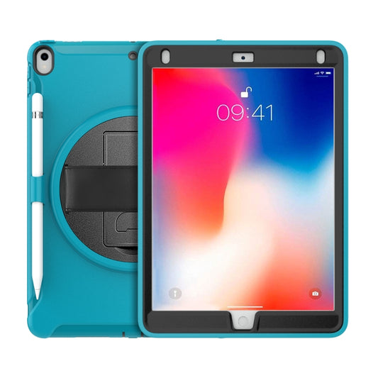 For iPad Pro 10.5 inch 360 Degree Rotation PC+TPU Protective Cover with Holder & Hand Strap(Light Blue) - iPad Pro 10.5 inch Cases by buy2fix | Online Shopping UK | buy2fix
