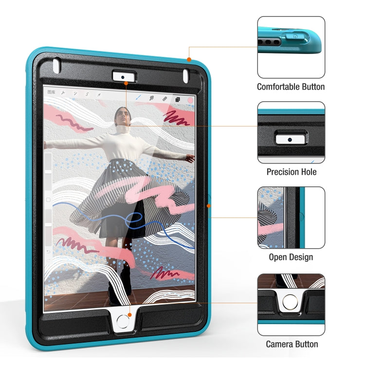 For iPad mini (2019) & mini 4 360 Degree Rotation PC+TPU Protective Cover with Holder & Hand Strap(Light Blue) - iPad mini (2019) / mini 5 Cases by buy2fix | Online Shopping UK | buy2fix