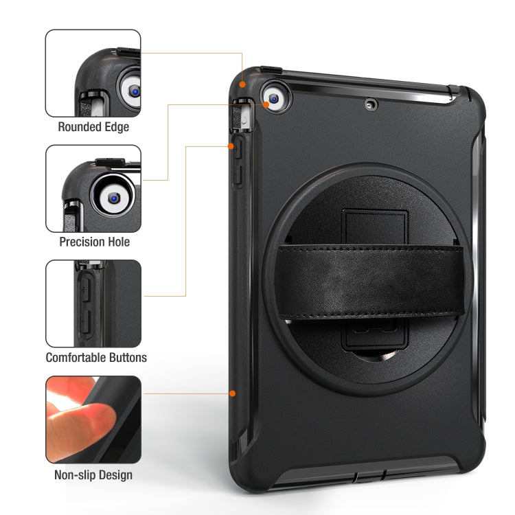 For iPad mini 3 & 2 & 1 360 Degree Rotation PC+TPU Protective Cover with Holder & Hand Strap(Black) - iPad Mini 4 & 3 & 2 & 1 Cases by buy2fix | Online Shopping UK | buy2fix