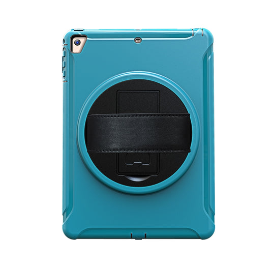 For iPad 9.7 inch (2017) 360 Degree Rotation PC+TPU Protective Cover with Holder & Hand Strap(Light Blue) - iPad 9.7 (2018) & (2017) Cases by buy2fix | Online Shopping UK | buy2fix
