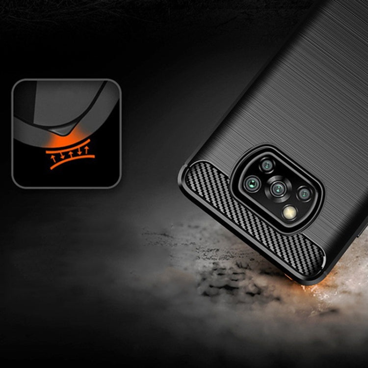 For Xiaomi Poco X3 NFC Brushed Texture Carbon Fiber TPU Case(Red) by buy2fix