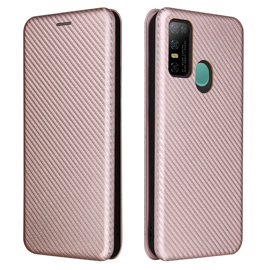 For DOOGEE N30 Carbon Fiber Texture Horizontal Flip TPU + PC + PU Leather Case with Card Slot(Pink) by buy2fix